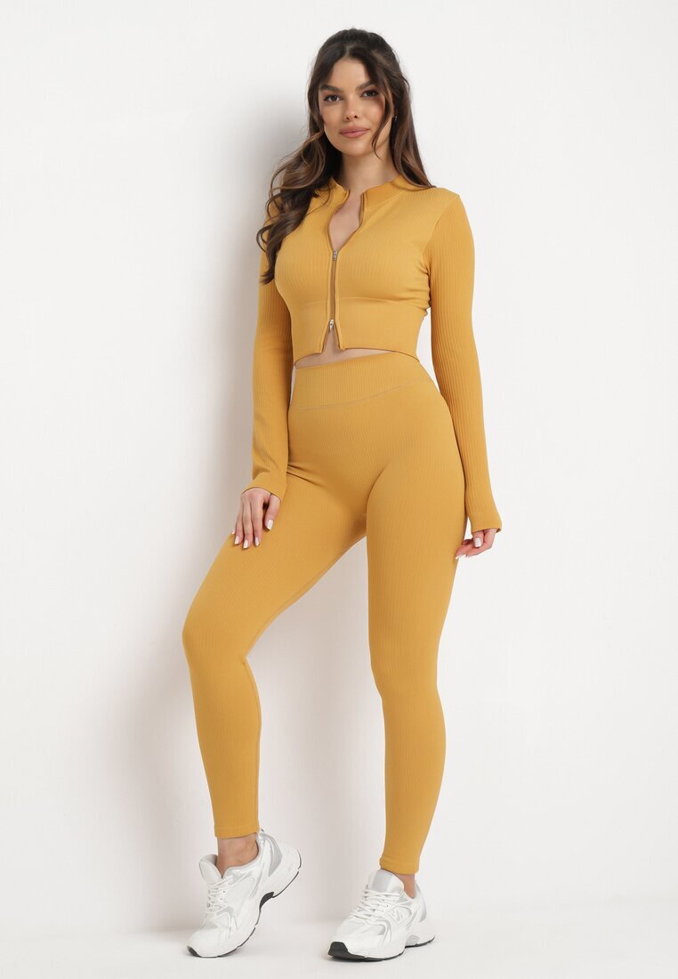 elsa.m by may Colanți Galbeni din Tricot Reiat Elastic Ichorsa