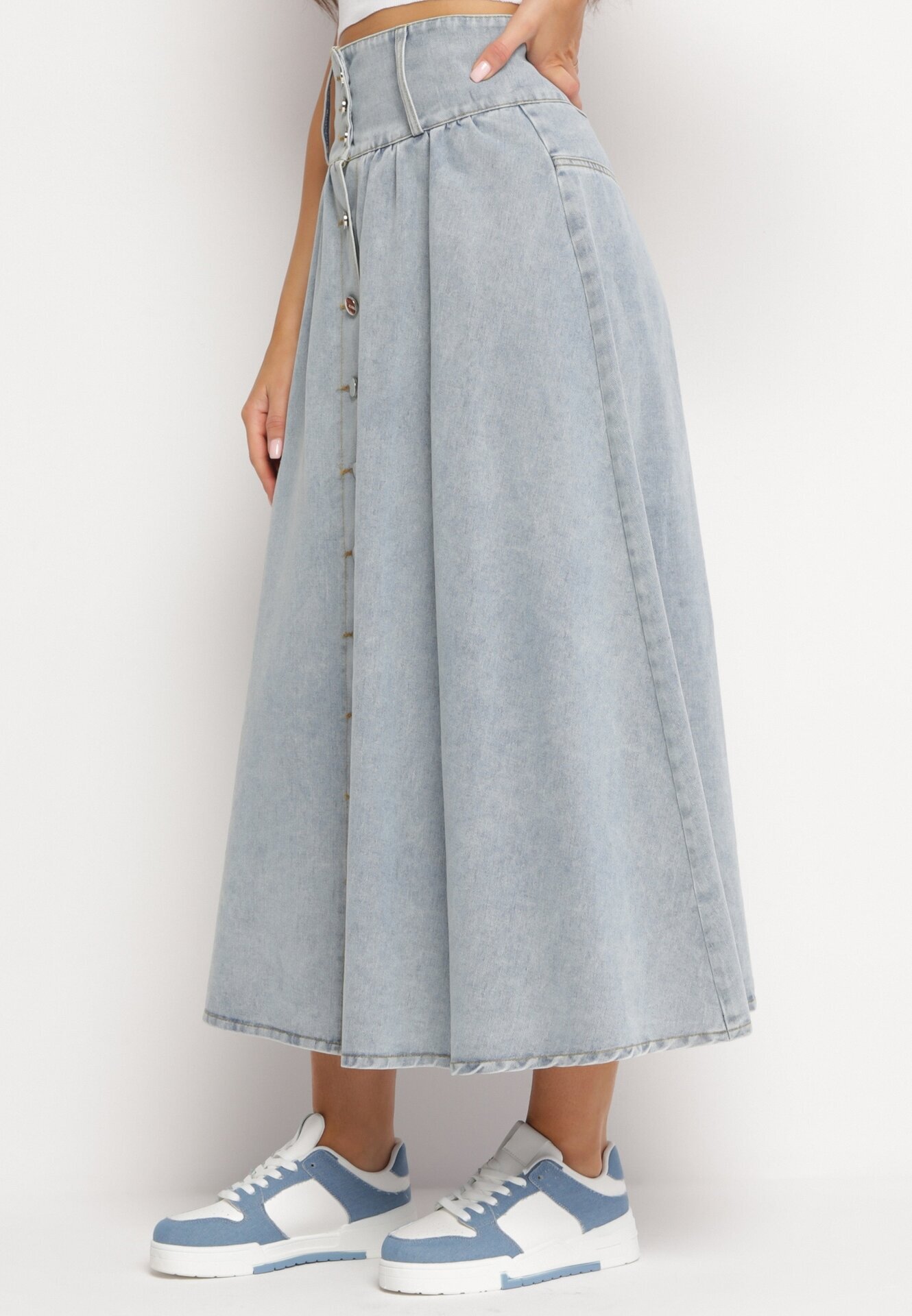 elsa.m by may Fustă Albastru deschis de blugi Maxi din Bumbac Nicollta