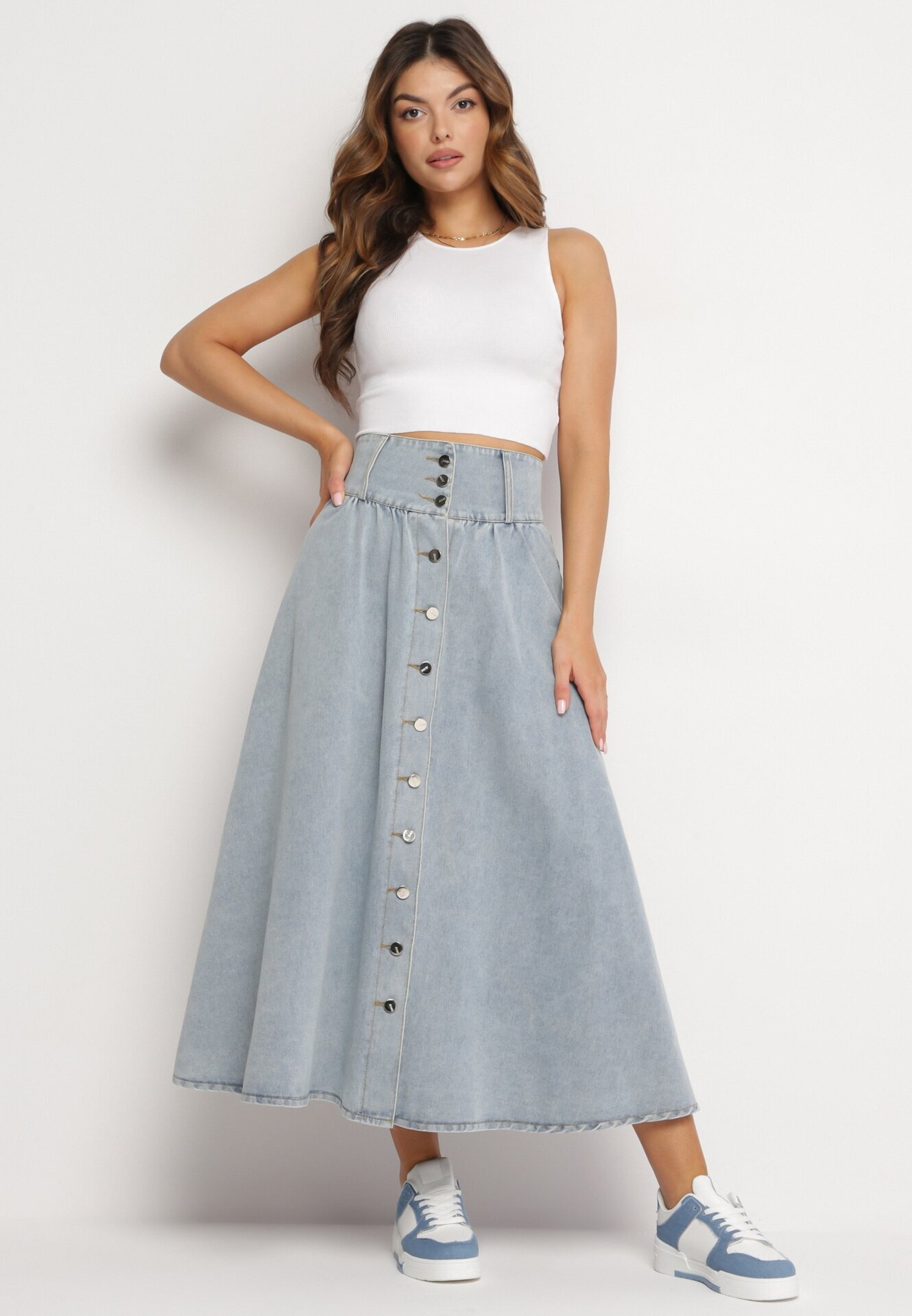 elsa.m by may Fustă Albastru deschis de blugi Maxi din Bumbac Nicollta