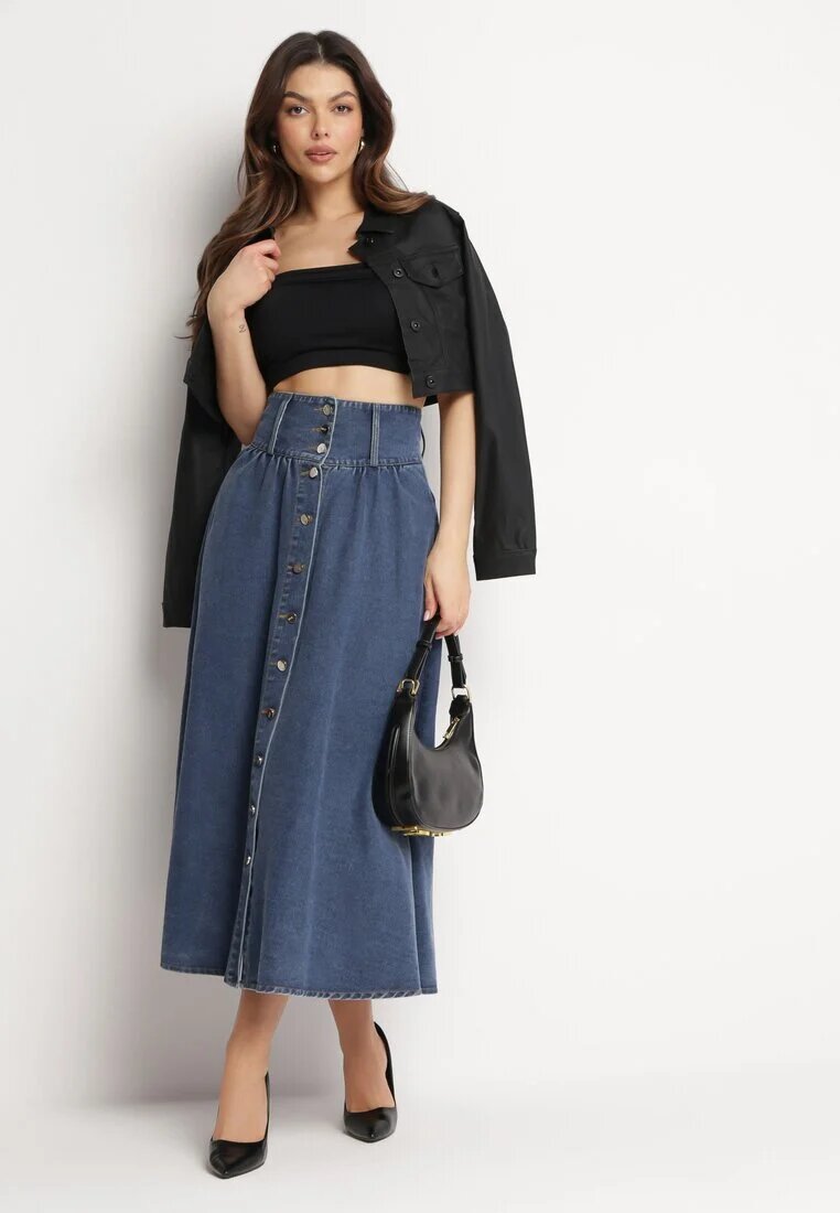 elsa.m by may Fustă de blugi bleumarin maxi din bumbac Nicollta