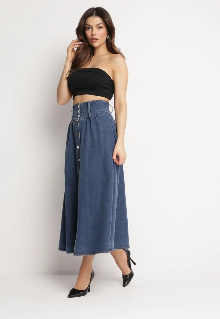 elsa.m by may Fustă de blugi bleumarin maxi din bumbac Nicollta