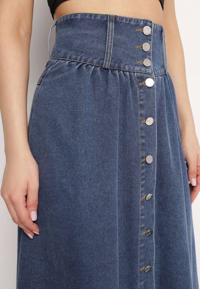 elsa.m by may Fustă de blugi bleumarin maxi din bumbac Nicollta