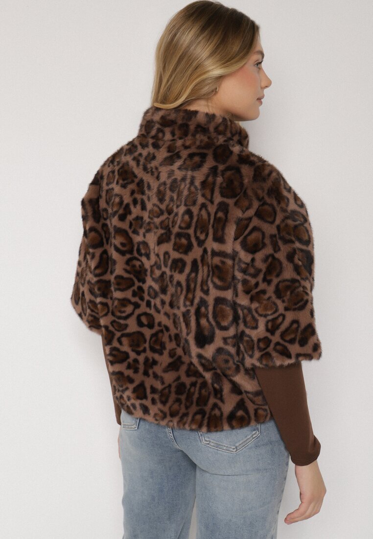 elsa.m by may Geacă de blană leopard cu croi trapezoidal cu mâneci 3/4 Tadeira