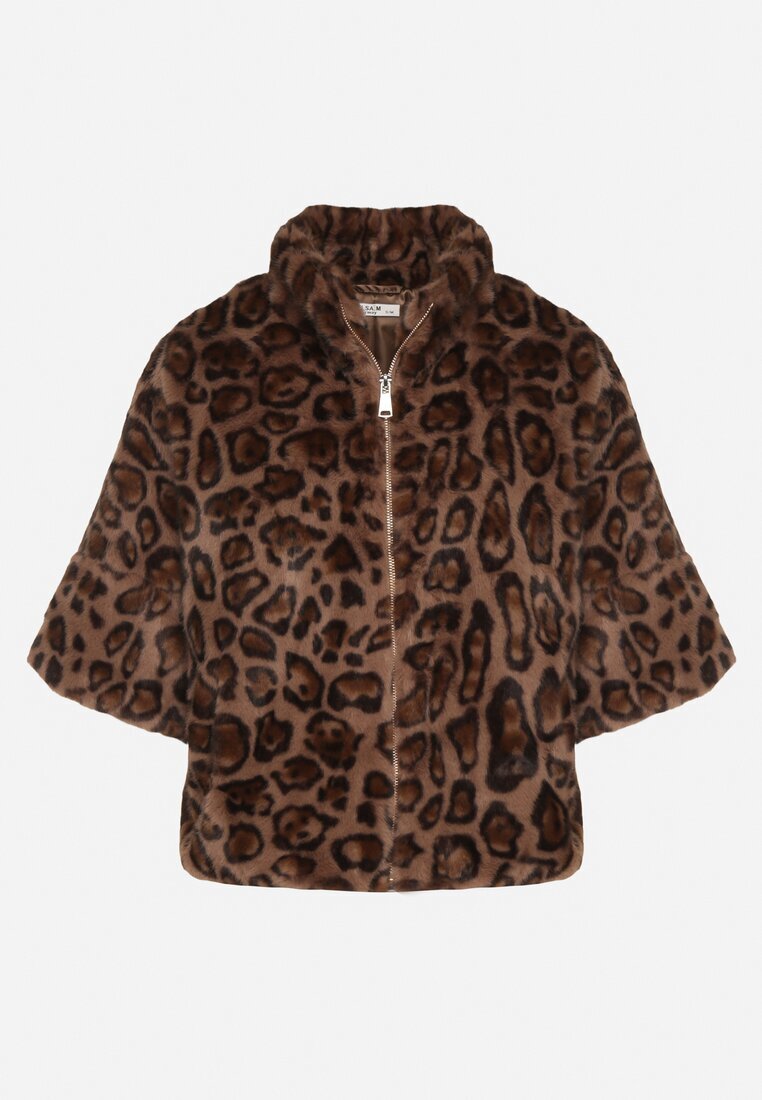 elsa.m by may Geacă de blană leopard cu croi trapezoidal cu mâneci 3/4 Tadeira