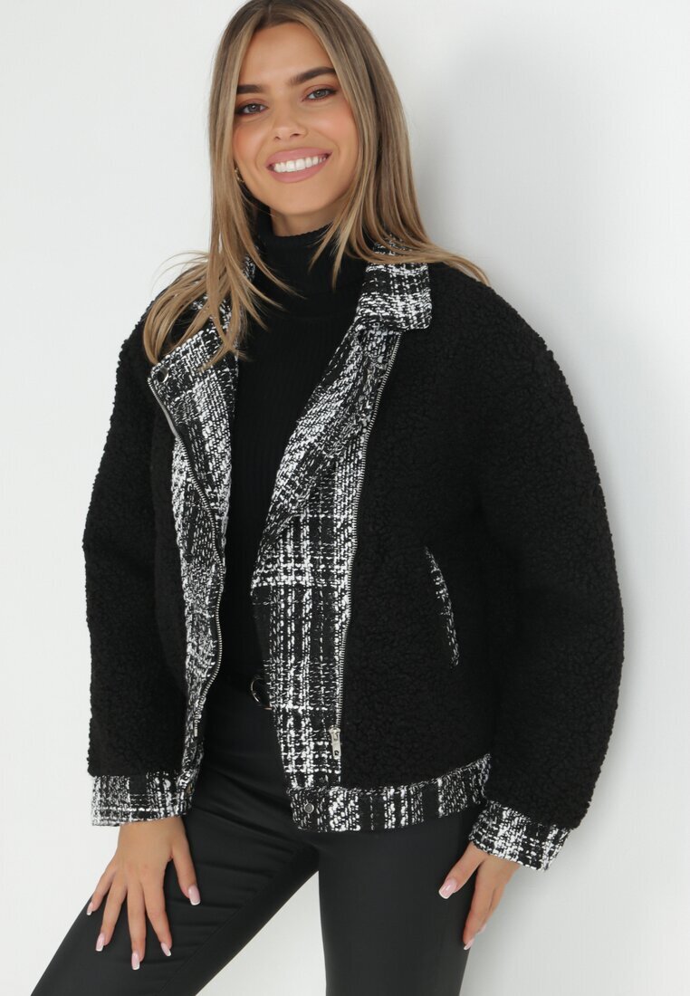 elsa.m by may Jachetă Neagră Oversize din Blană tip Miel Brona