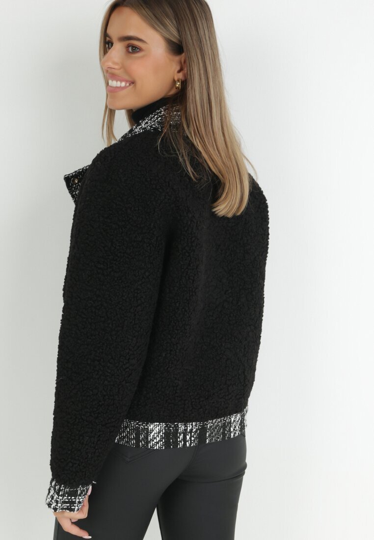 elsa.m by may Jachetă Neagră Oversize din Blană tip Miel Brona