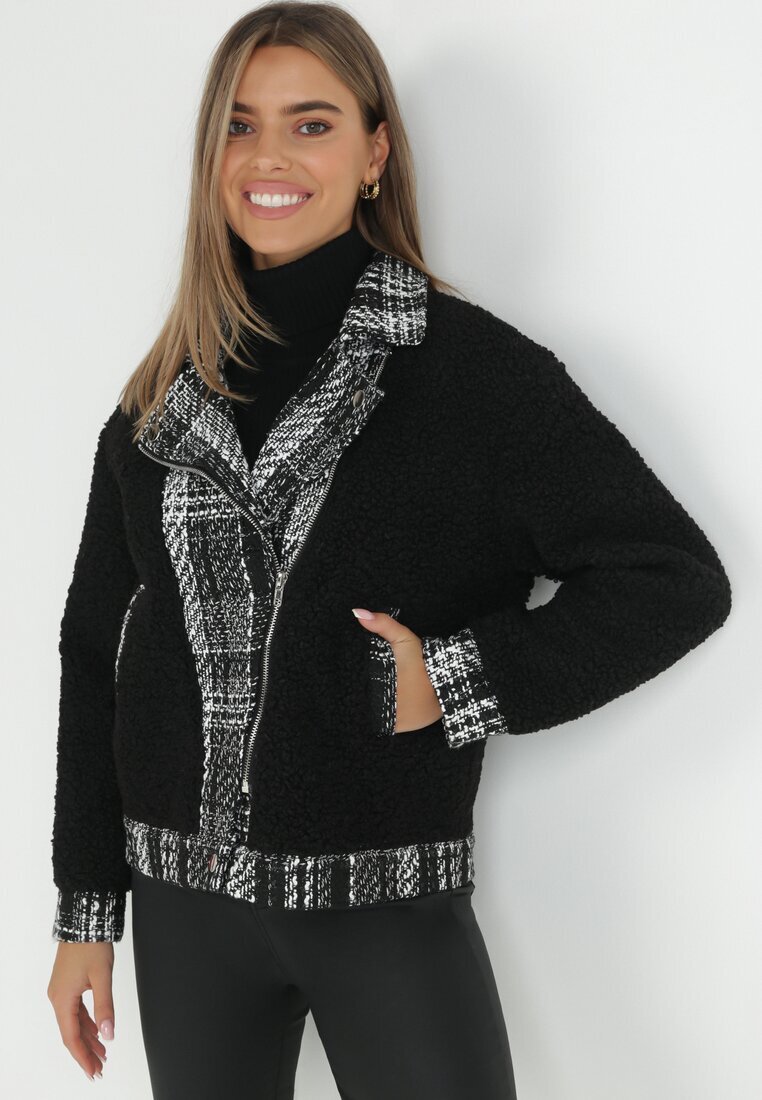 elsa.m by may Jachetă Neagră Oversize din Blană tip Miel Brona