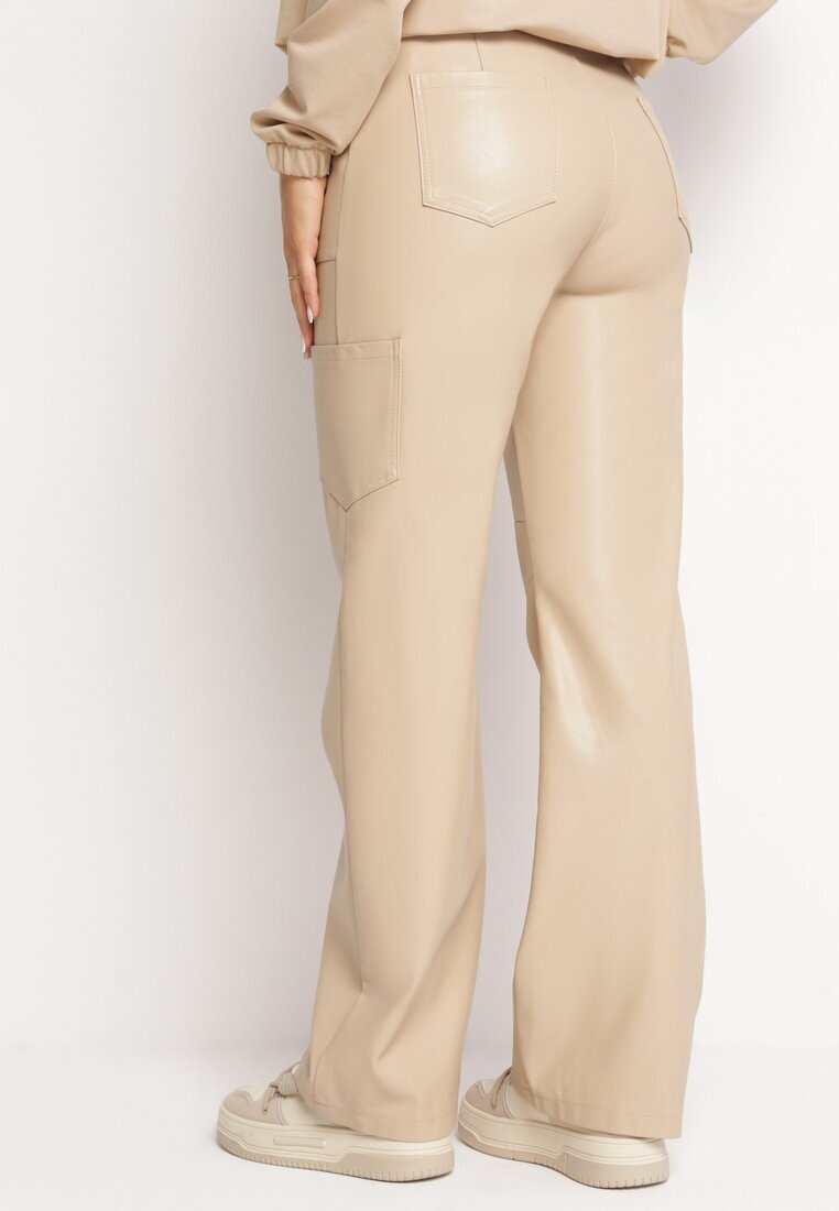 elsa.m by may Pantaloni Bej deschis Largi din Imitație de Piele Ononi