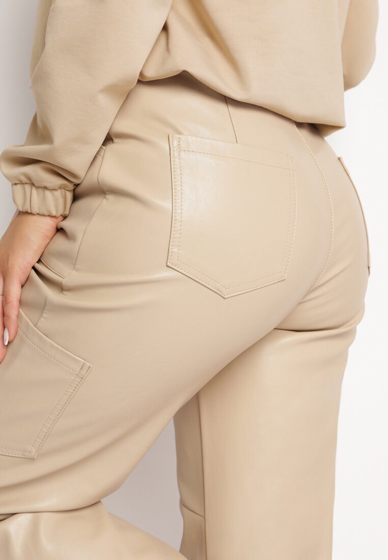 elsa.m by may Pantaloni Bej deschis Largi din Imitație de Piele Ononi