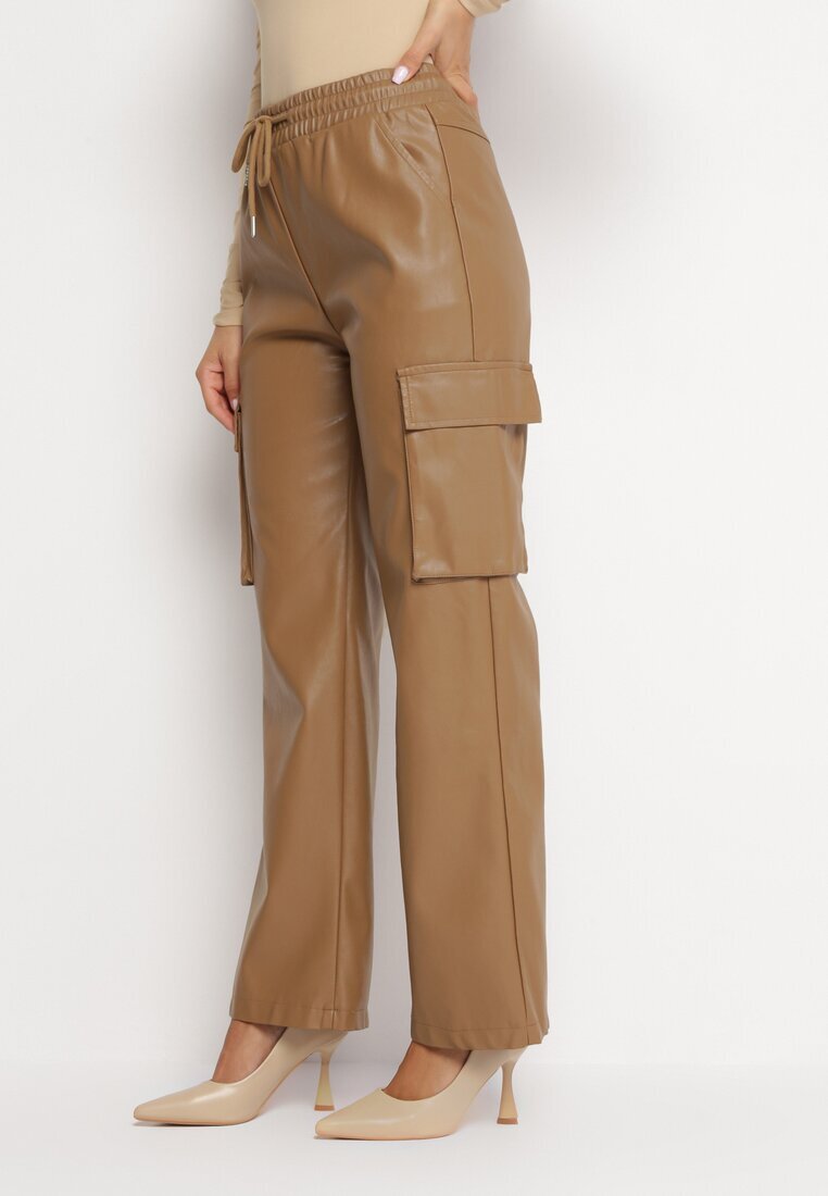 elsa.m by may Pantaloni Bejuri din Piele Ecologică cu Buzunare cu Clapete Flemixa