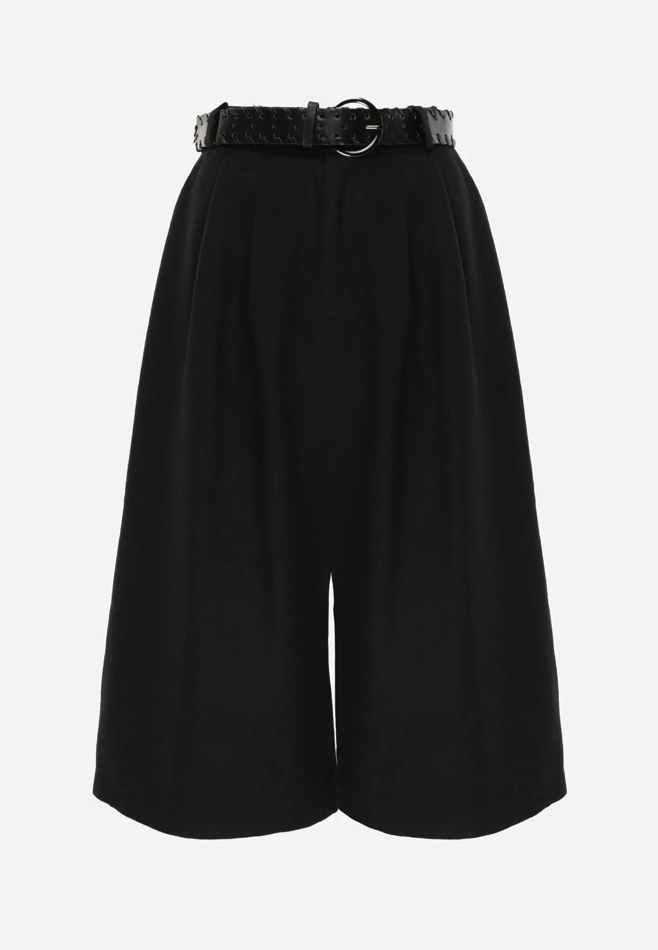elsa.m by may Pantaloni Casual tip culotte din vâscoză și bumbac cu curea cu cataramă Bisorte Negri