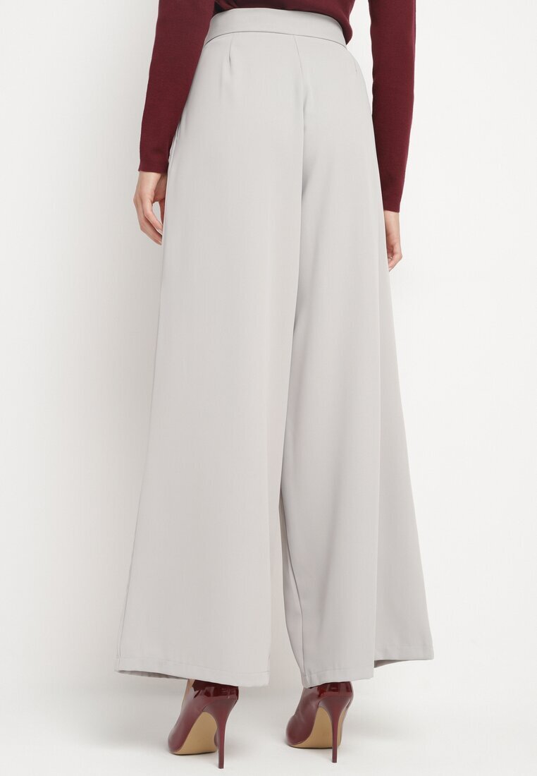 elsa.m by may Pantaloni de costum Gri Largi cu curea în talie și talie înaltă Quenelsea
