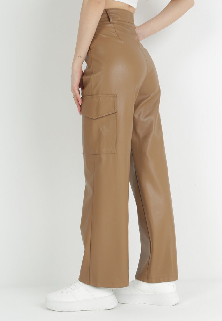 elsa.m by may Pantaloni Maroi din Imitație de Piele cu Talie Înaltă și Picior Larg Charissa