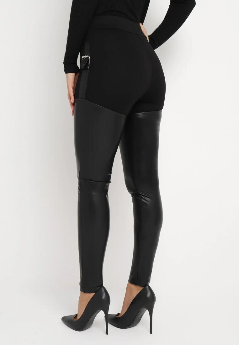 elsa.m by may Pantaloni negri Skinny din piele ecologică și Curea Elenntisa