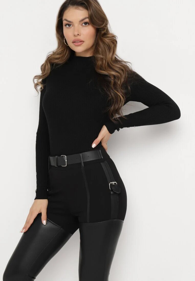 elsa.m by may Pantaloni negri Skinny din piele ecologică și Curea Elenntisa