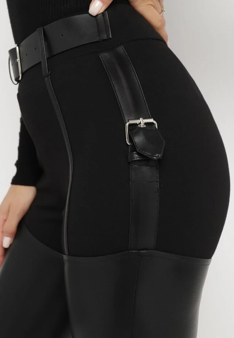 elsa.m by may Pantaloni negri Skinny din piele ecologică și Curea Elenntisa