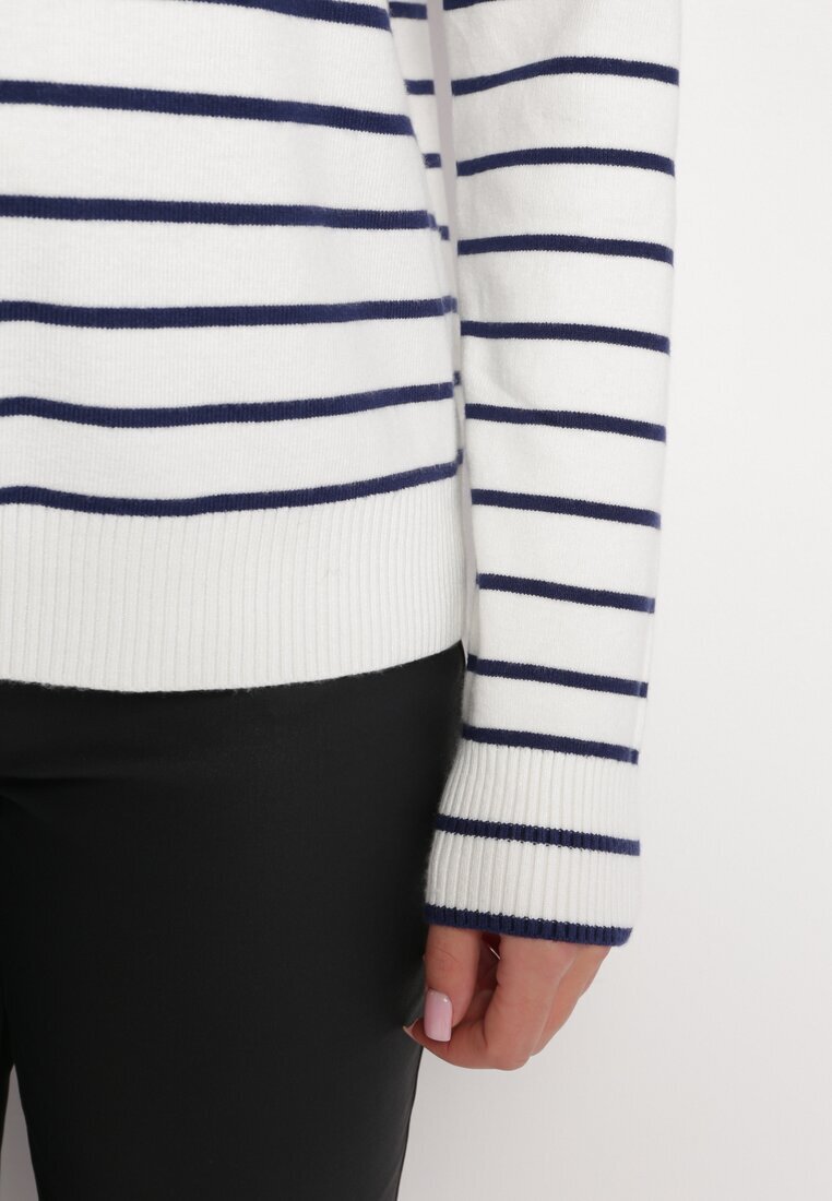 elsa.m by may Pulover Alb Golf cu dungi cu broderie Enika