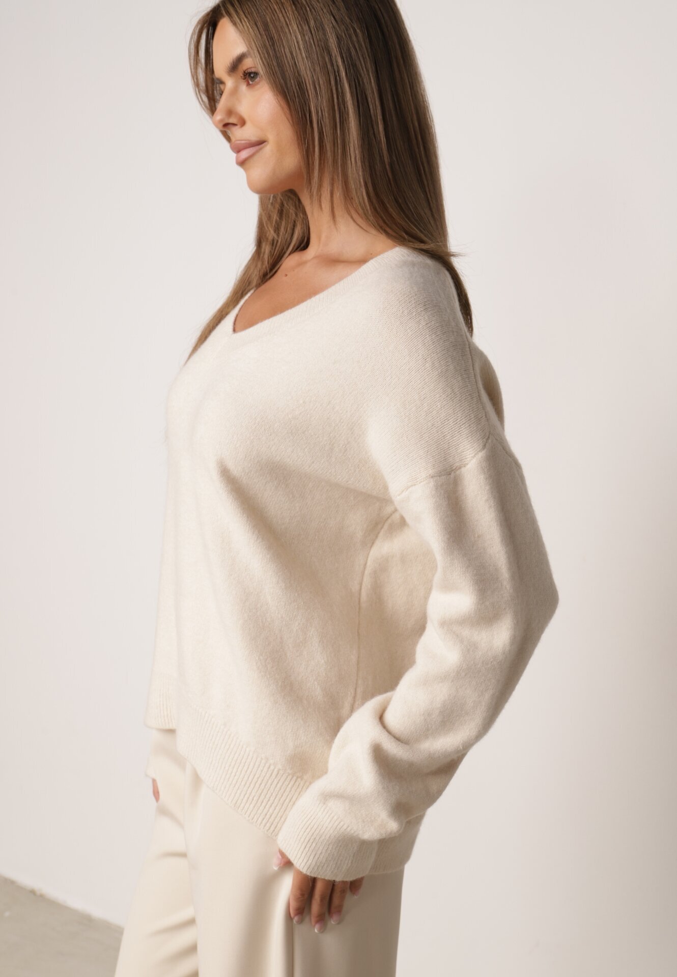 elsa.m by may Pulover bej deschis cu bumbac Oversize Yorate