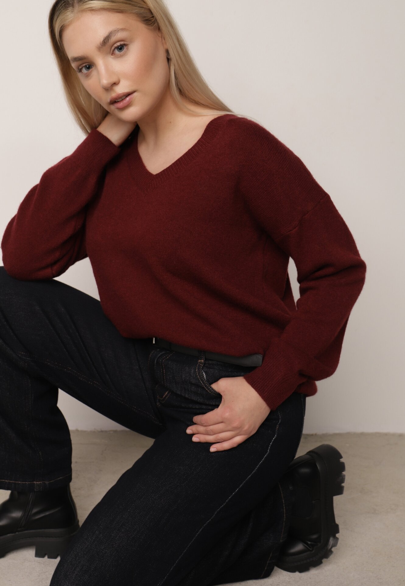 elsa.m by may Pulover Bordo din Bumbac Oversize Yorate
