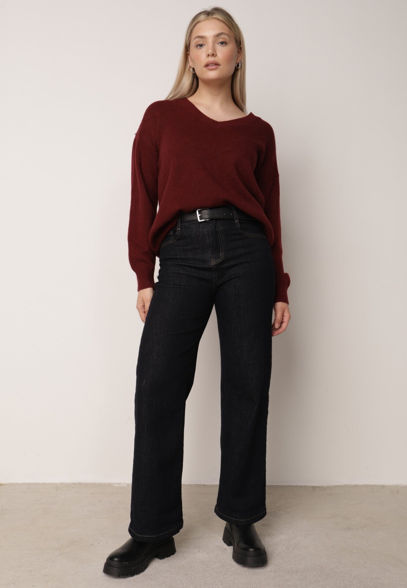 elsa.m by may Pulover Bordo din Bumbac Oversize Yorate