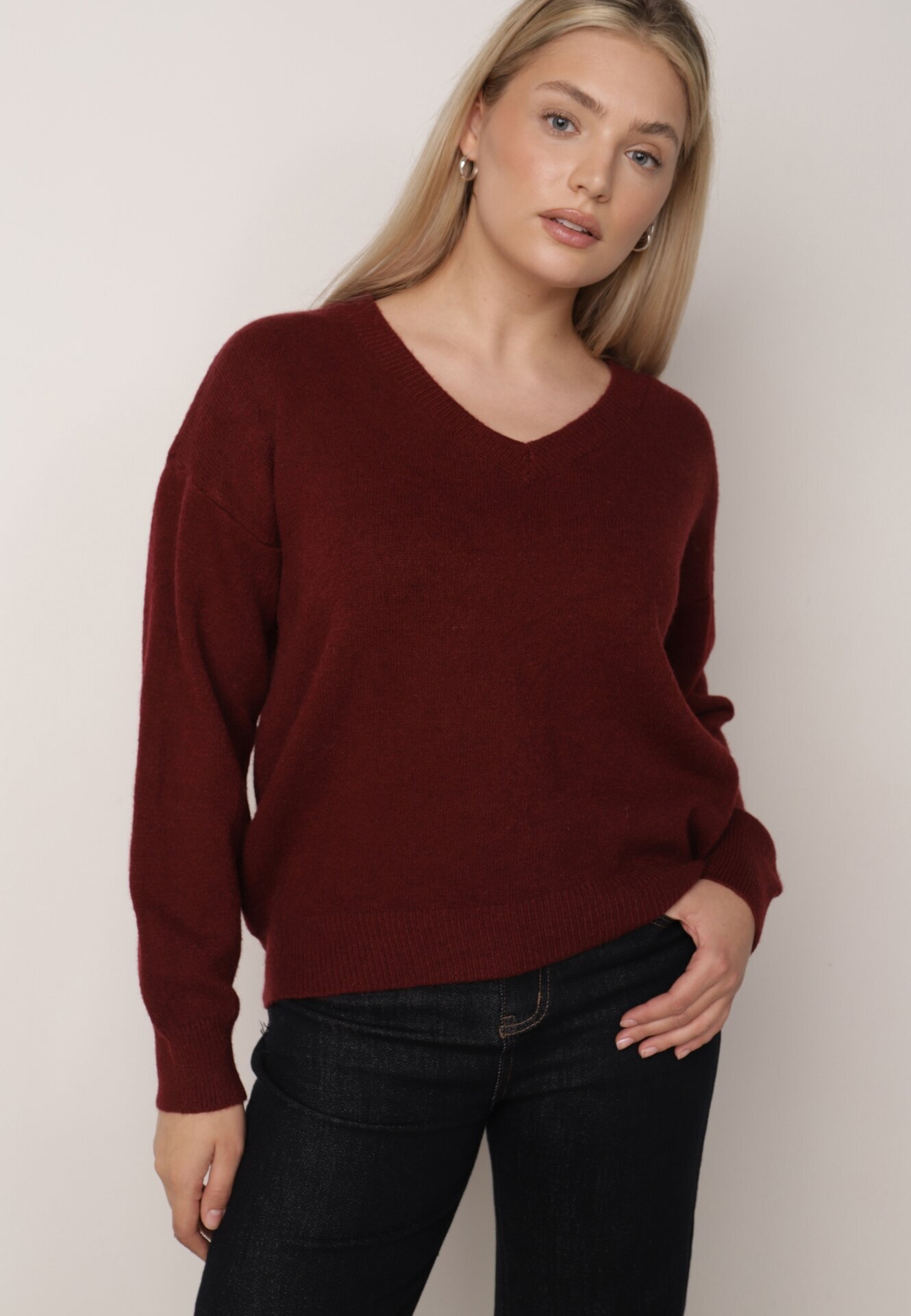 elsa.m by may Pulover Bordo din Bumbac Oversize Yorate