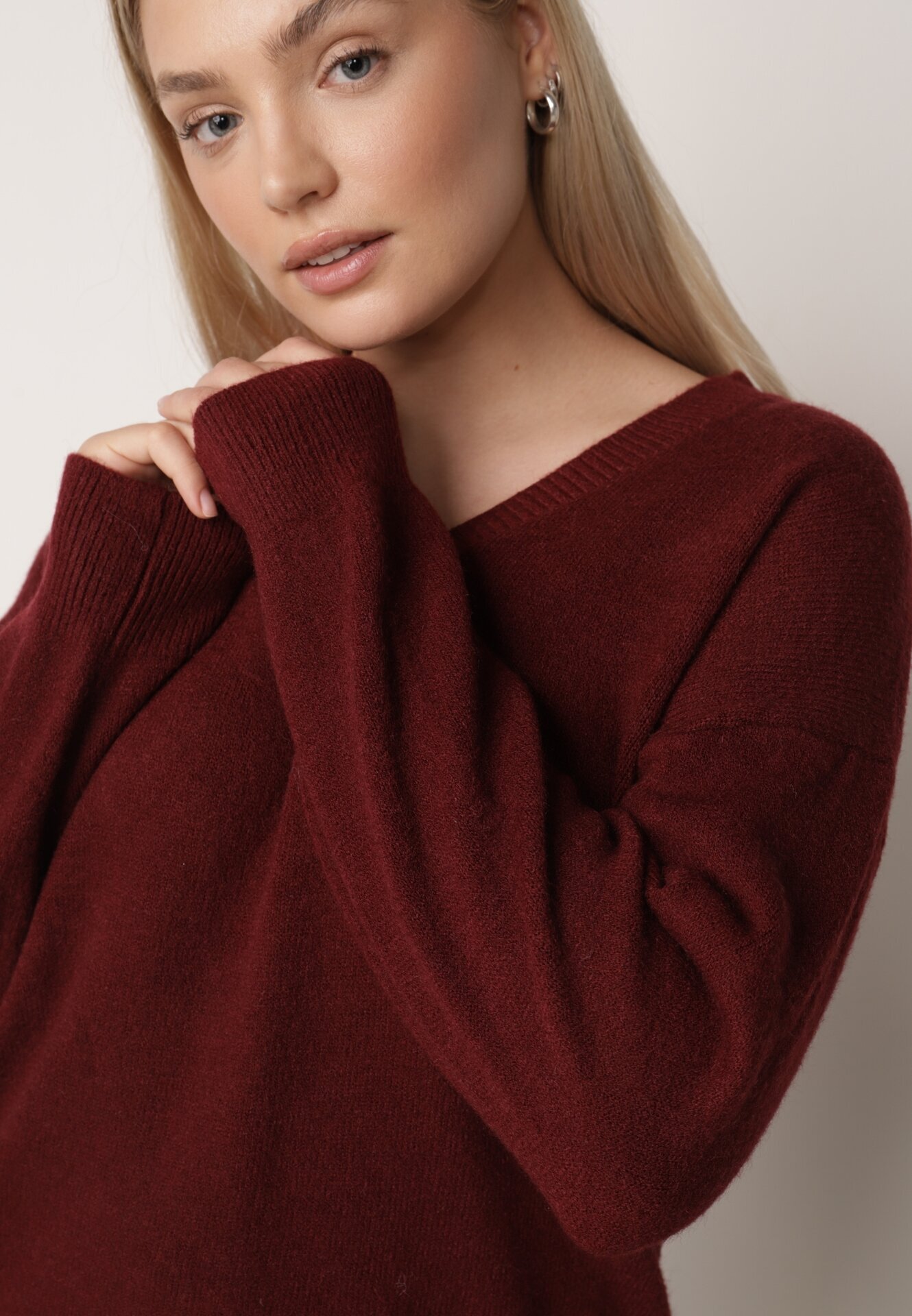 elsa.m by may Pulover Bordo din Bumbac Oversize Yorate