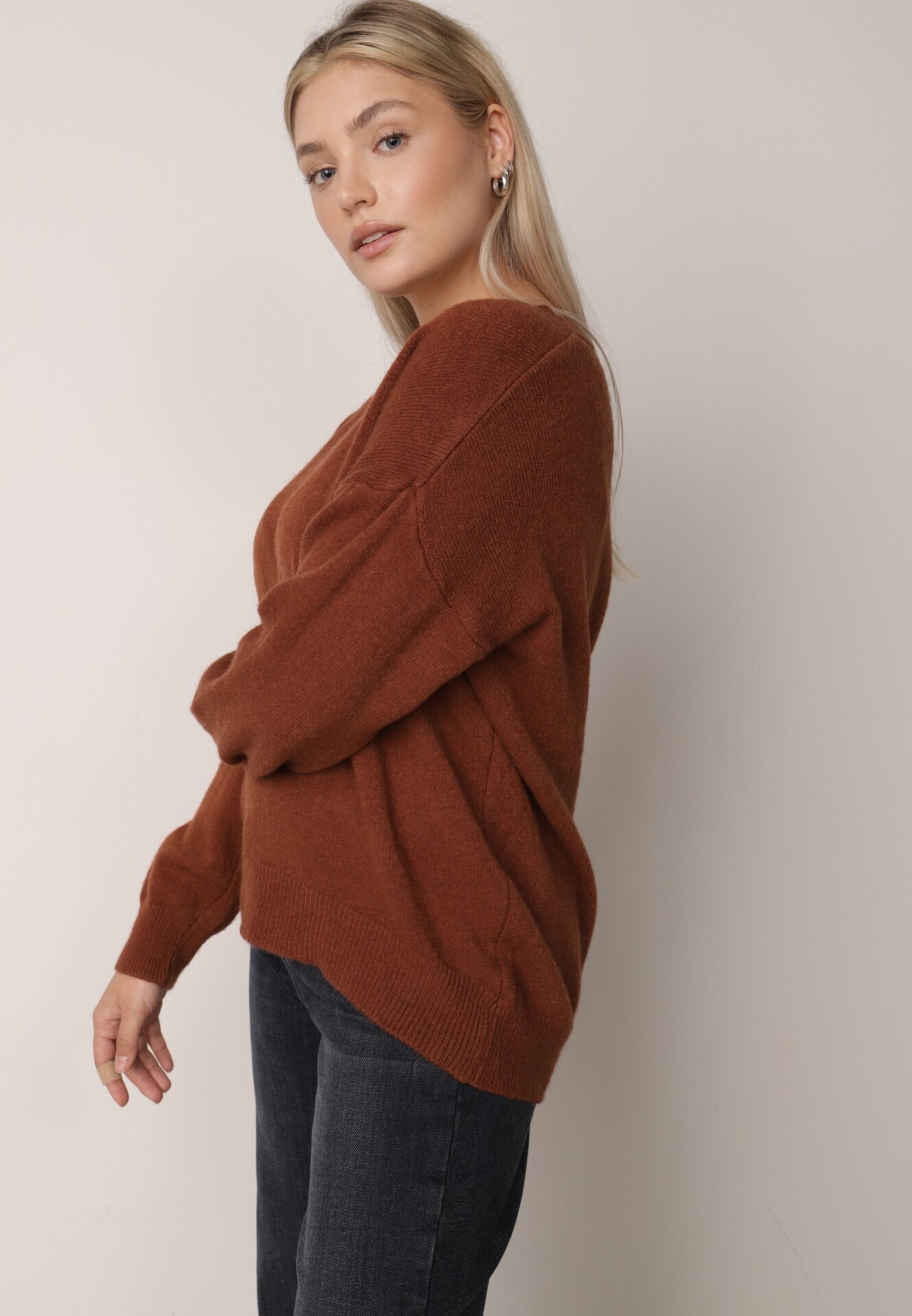 elsa.m by may Pulover Maro cu Bumbac Oversize Yorate