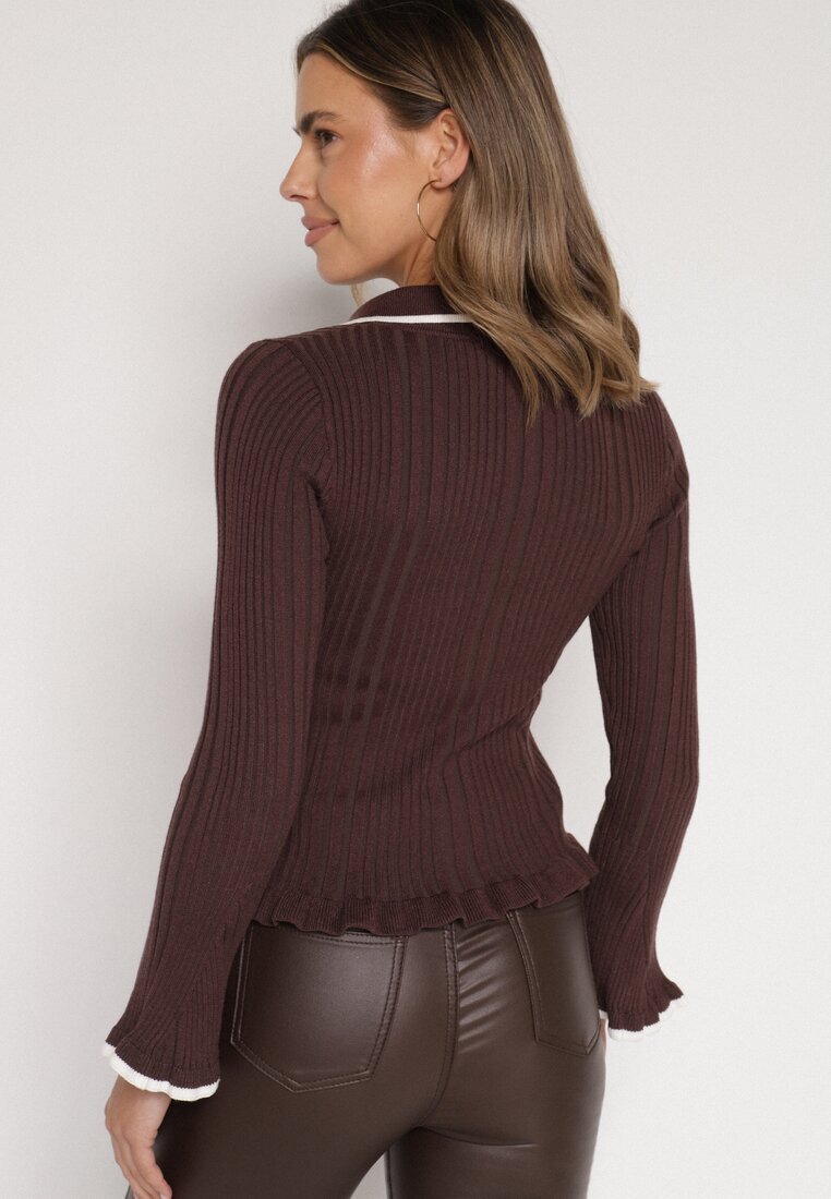 elsa.m by may Pulover Maro cu Viscoză în Stil Retro cu Guler și Nasturi Sarrise