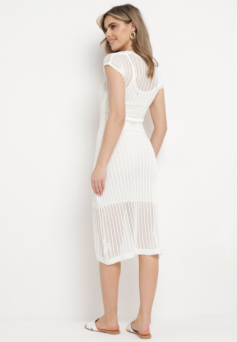 elsa.m by may Rochie albă decupată cu mânecă scurtă și jupon Zeliana