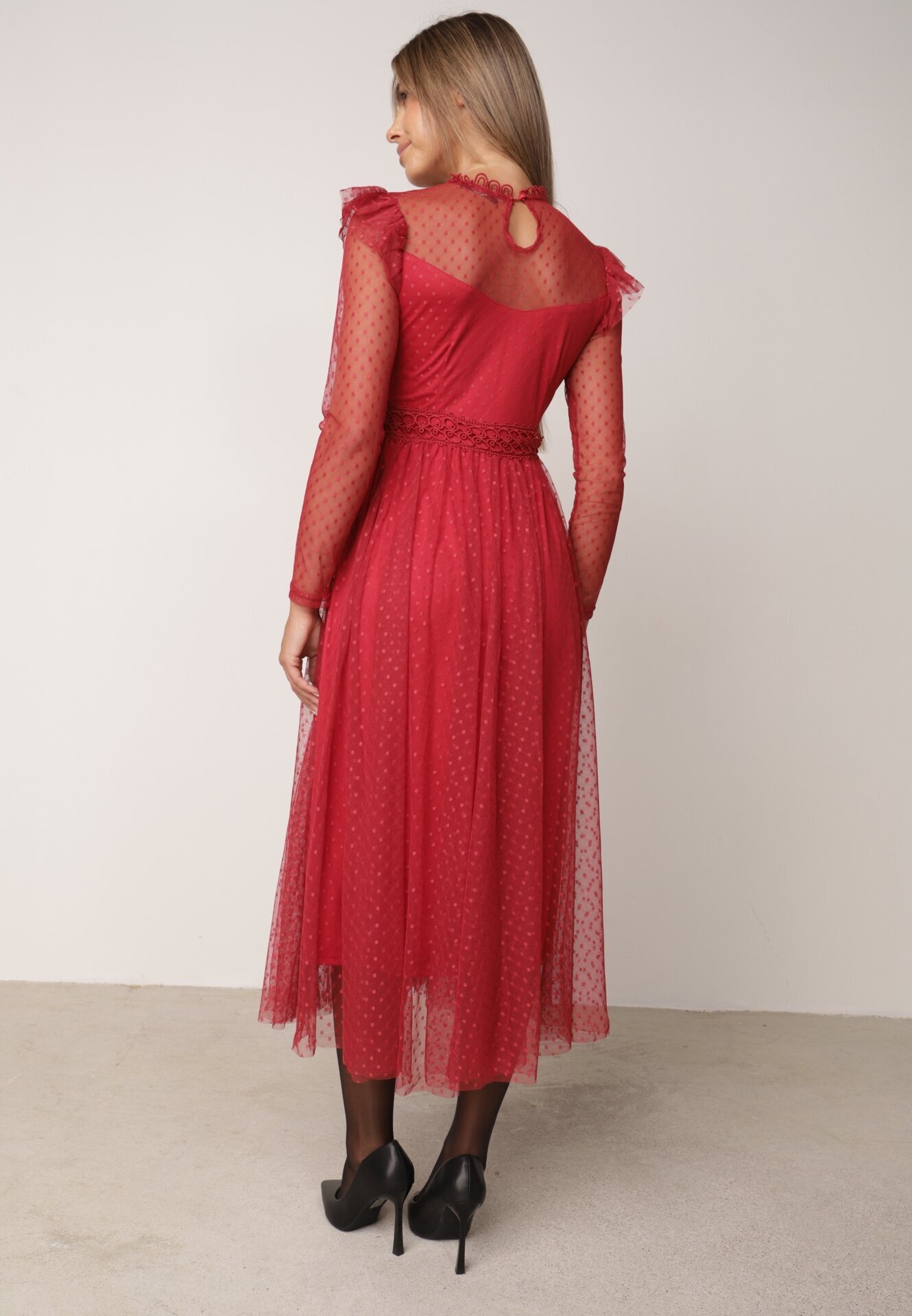 elsa.m by may Rochie Bordo cu Dantelă și Tul Nemila