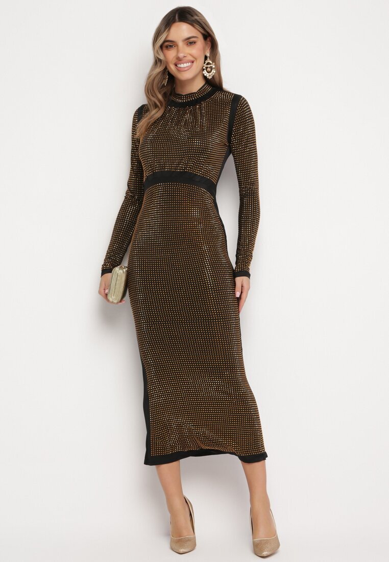 elsa.m by may Rochie Czarno-Aurie Maxi în Ținte Strălucitoare Sablette