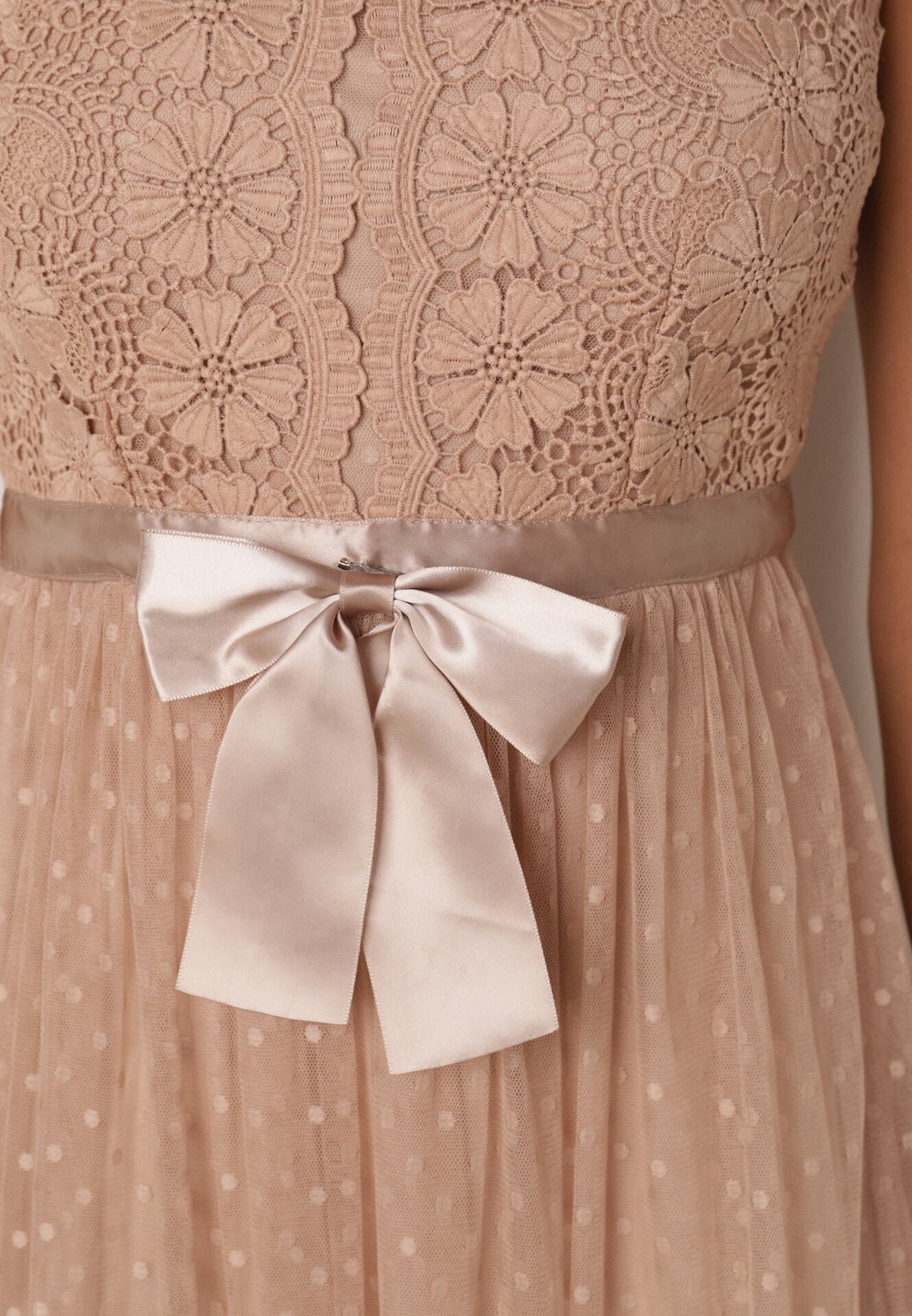 elsa.m by may Rochie de cocktail Bej cu bust din dantelă și fustă din tul Sleda