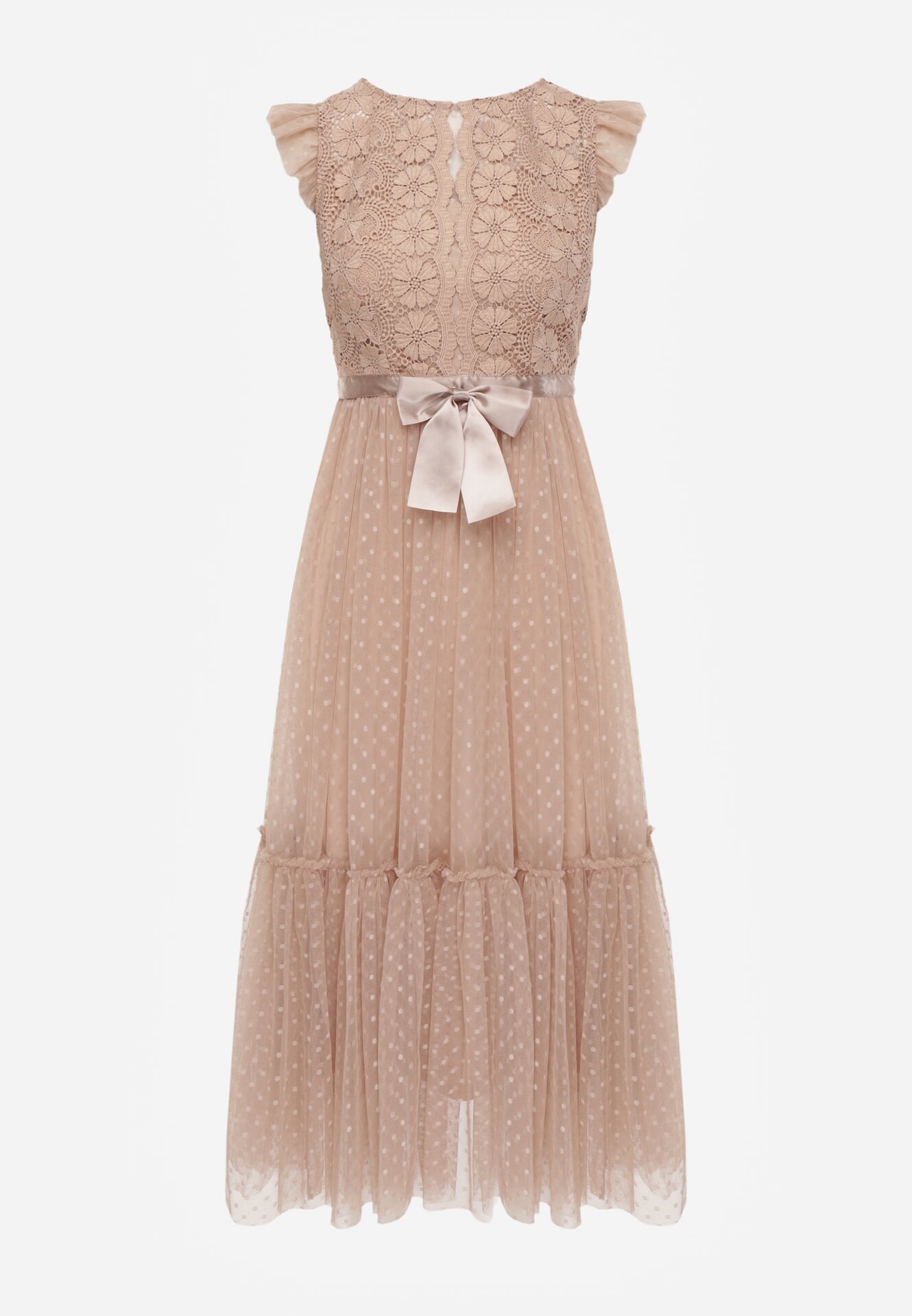 elsa.m by may Rochie de cocktail Bej cu bust din dantelă și fustă din tul Sleda