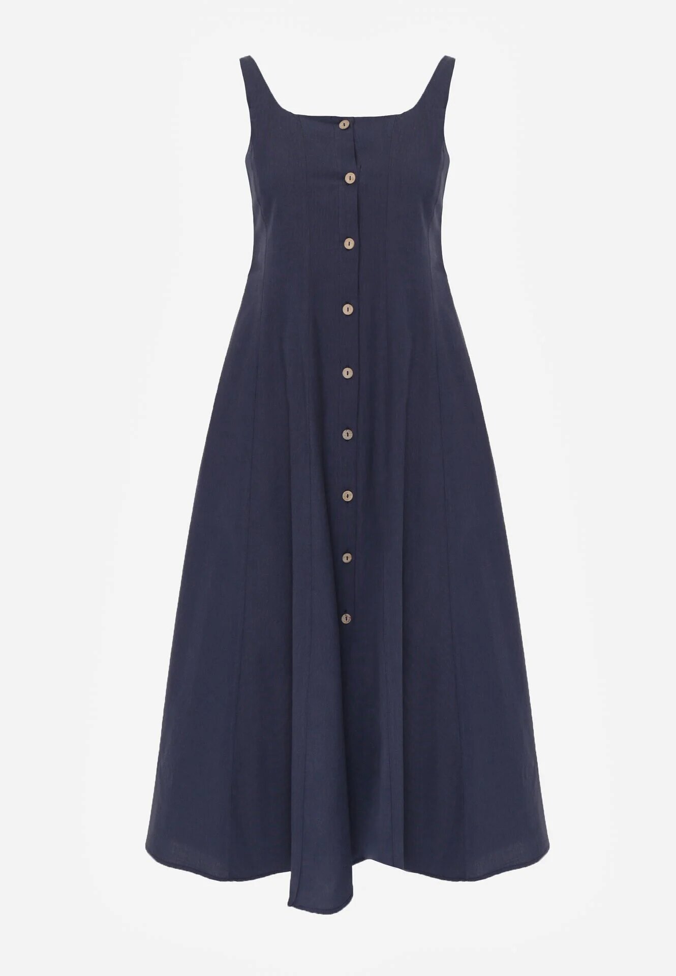 elsa.m by may Rochie Evazată Bleumarin cu bumbac vâscoză și nasturi Appeia