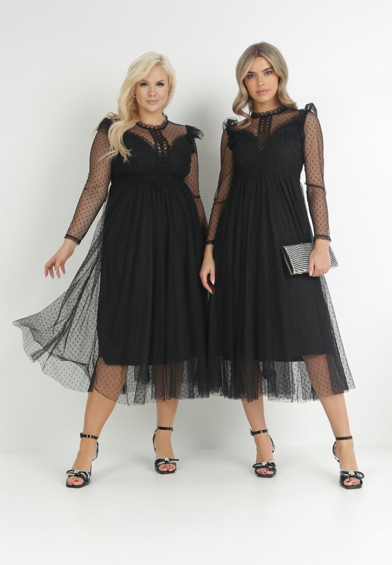 elsa.m by may Rochie neagră cu dantelă și tul Nemila