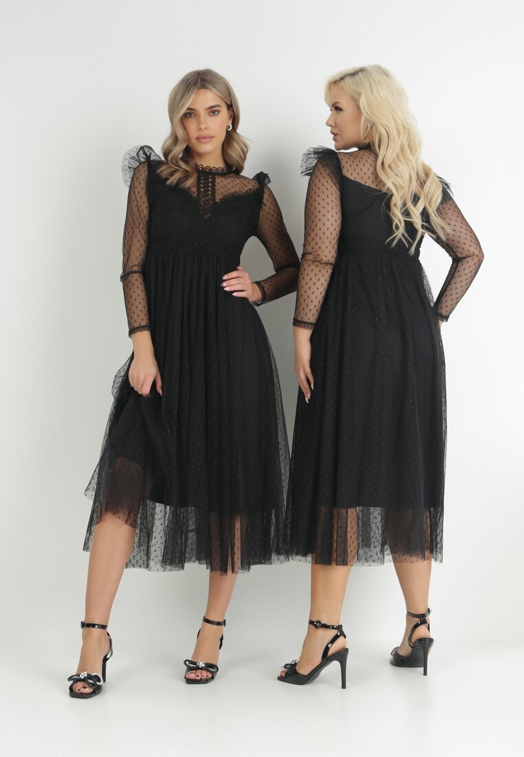 elsa.m by may Rochie neagră cu dantelă și tul Nemila