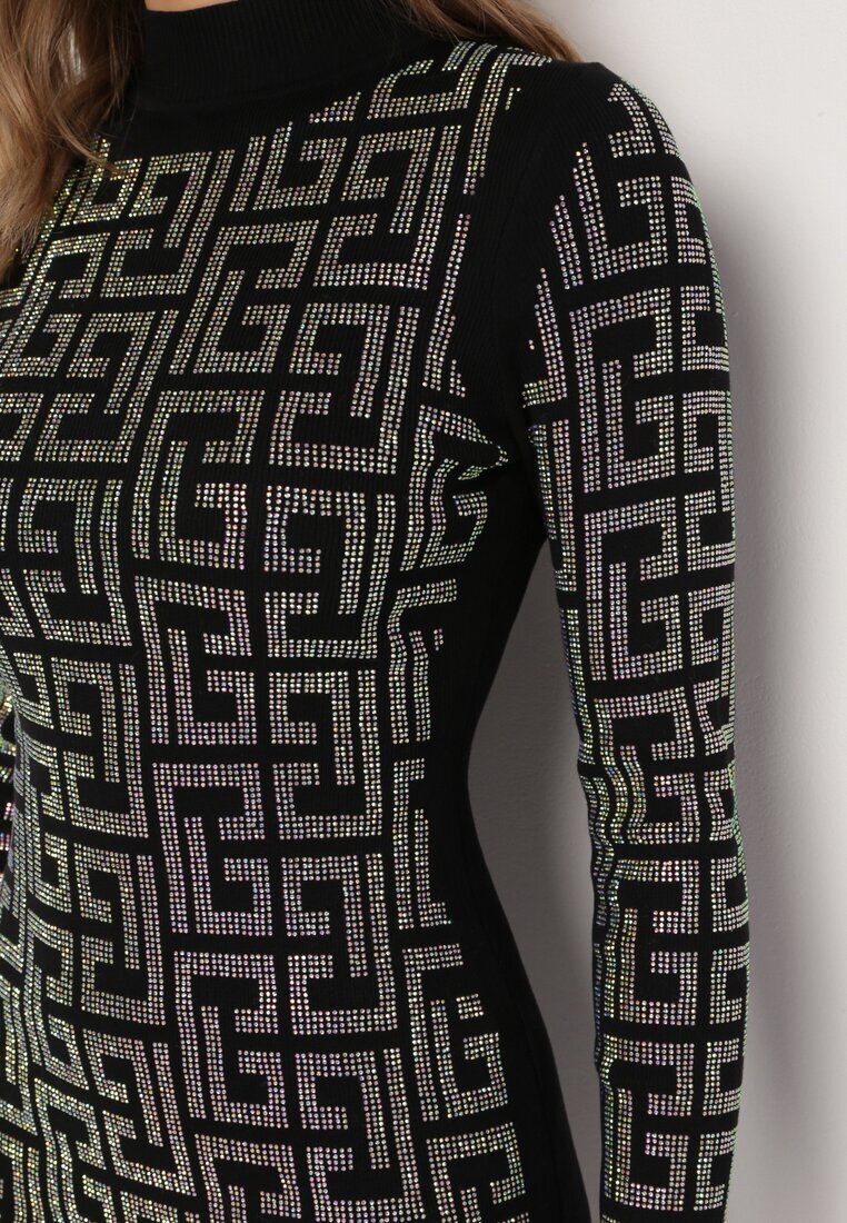 elsa.m by may Rochie Neagră Mini cu Model Geometric cu Paiete Acatina