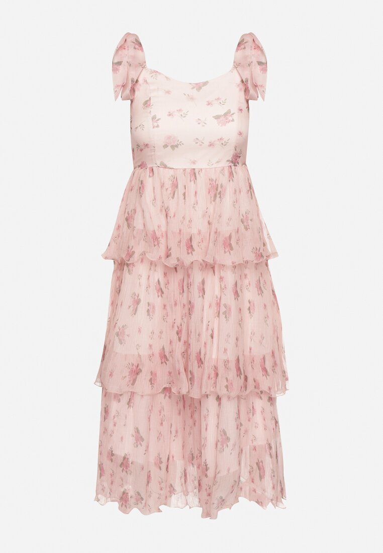 elsa.m by may Rochie Plisată Roz cu bretele cu elastic în talie Cerasea
