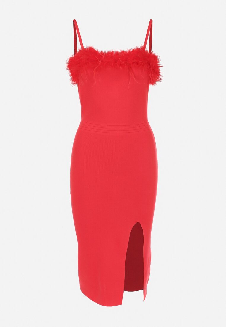 elsa.m by may Rochie Roșie cu Pene Malkh