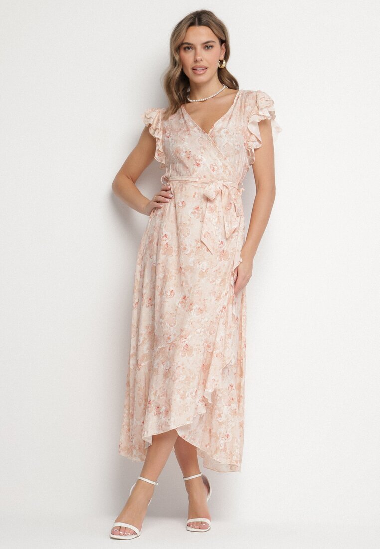 elsa.m by may Rochie Rozalie de bumbac cu croi asimetric cu volane și imprimeu floral Jommea
