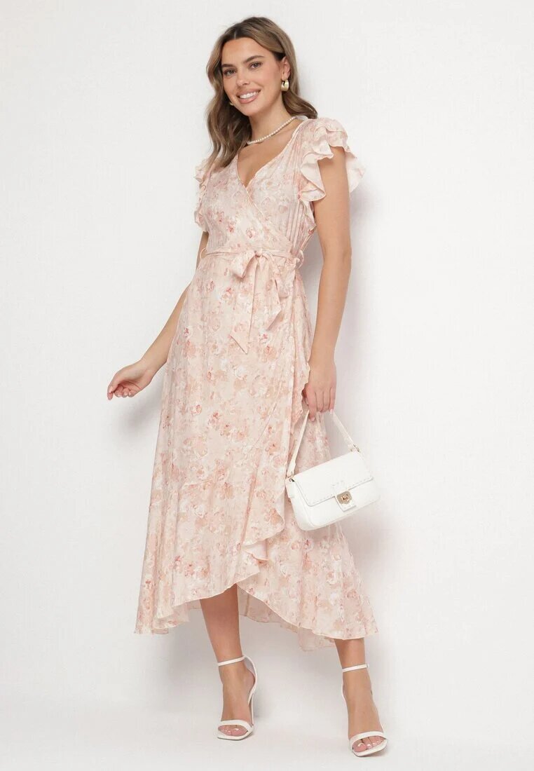 elsa.m by may Rochie Rozalie de bumbac cu croi asimetric cu volane și imprimeu floral Jommea