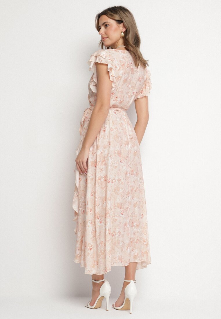 elsa.m by may Rochie Rozalie de bumbac cu croi asimetric cu volane și imprimeu floral Jommea
