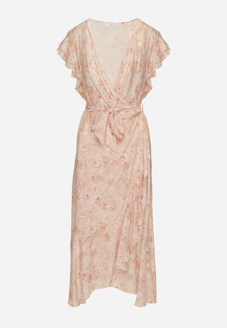 elsa.m by may Rochie Rozalie de bumbac cu croi asimetric cu volane și imprimeu floral Jommea