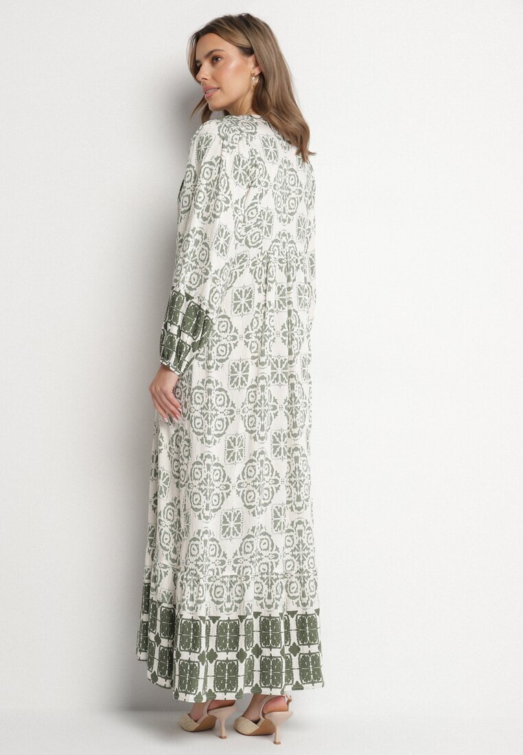 elsa.m by may Rochie verde evazată din vâscoză și cu volan Efanelisa