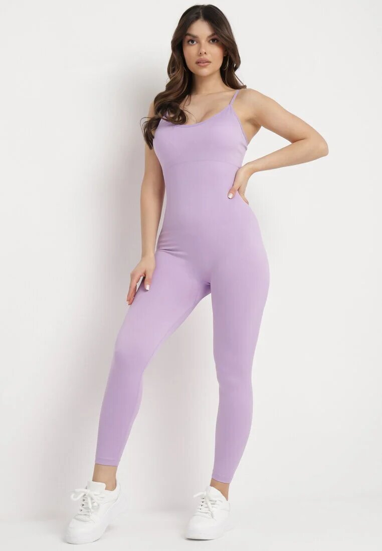 elsa.m by may Salopetă Elastică Mov Mulată Bodycon pe Bretele Subțiri Reglabile Xantella