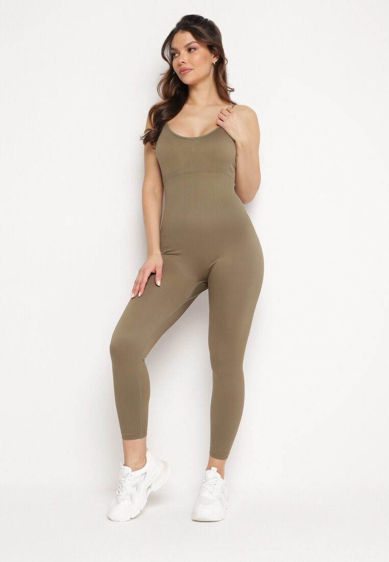 elsa.m by may Salopetă Elastică Mulată Bodycon Verde închis cu Bretele subțiri Reglabile Xantella