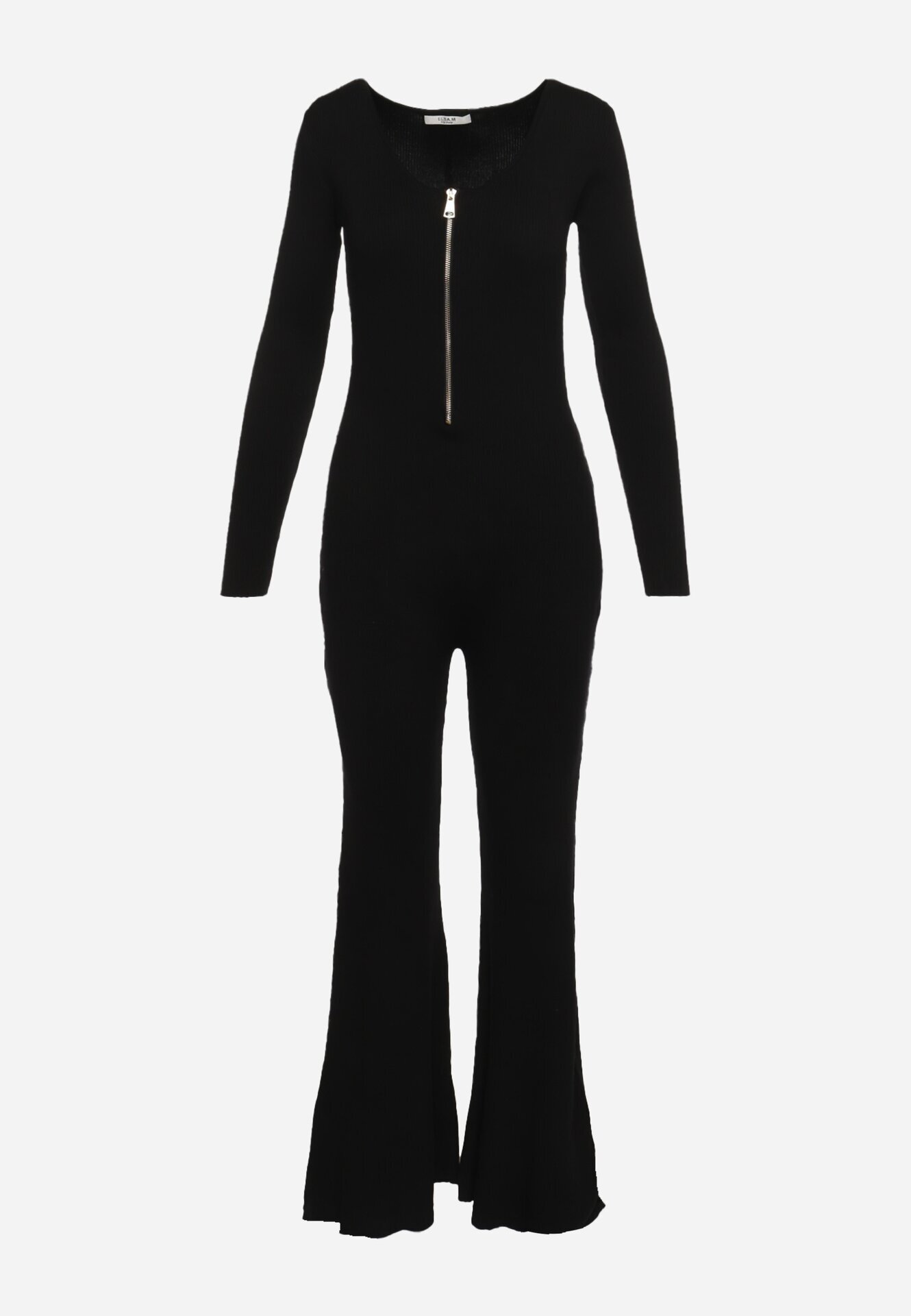 elsa.m by may Salopetă neagră din viscoză Bodycon cu striații și fermoar Alnorema