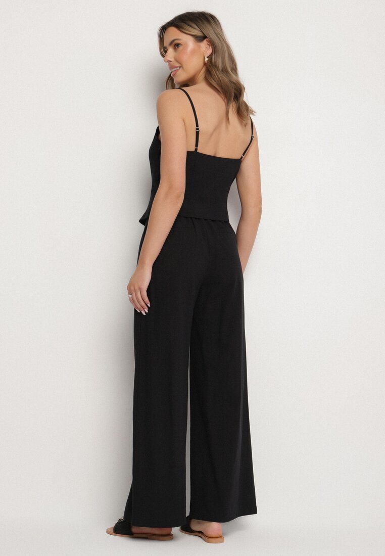 elsa.m by may Set Negru cu Top și Pantaloni în stil Costum din Bumbac și Vâscoză Divelune