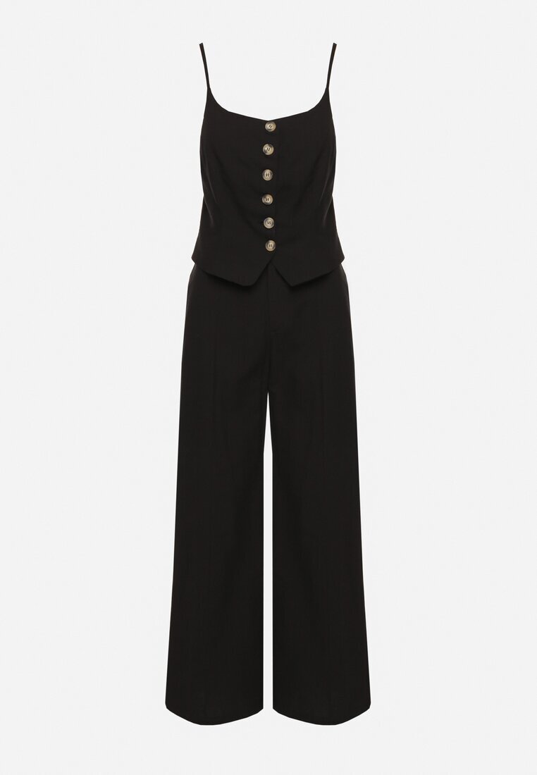 elsa.m by may Set Negru cu Top și Pantaloni în stil Costum din Bumbac și Vâscoză Divelune