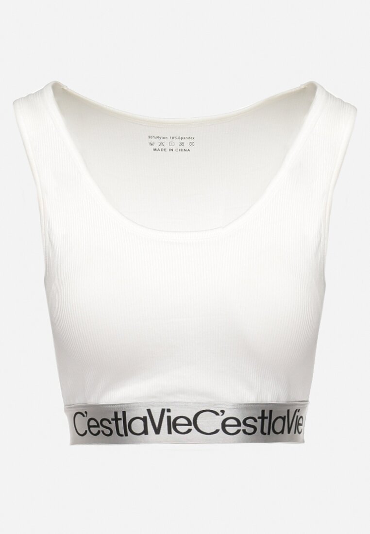 elsa.m by may Sutien Alb Top Sport Striat cu Bandă Elastică Decorativă Fanelli